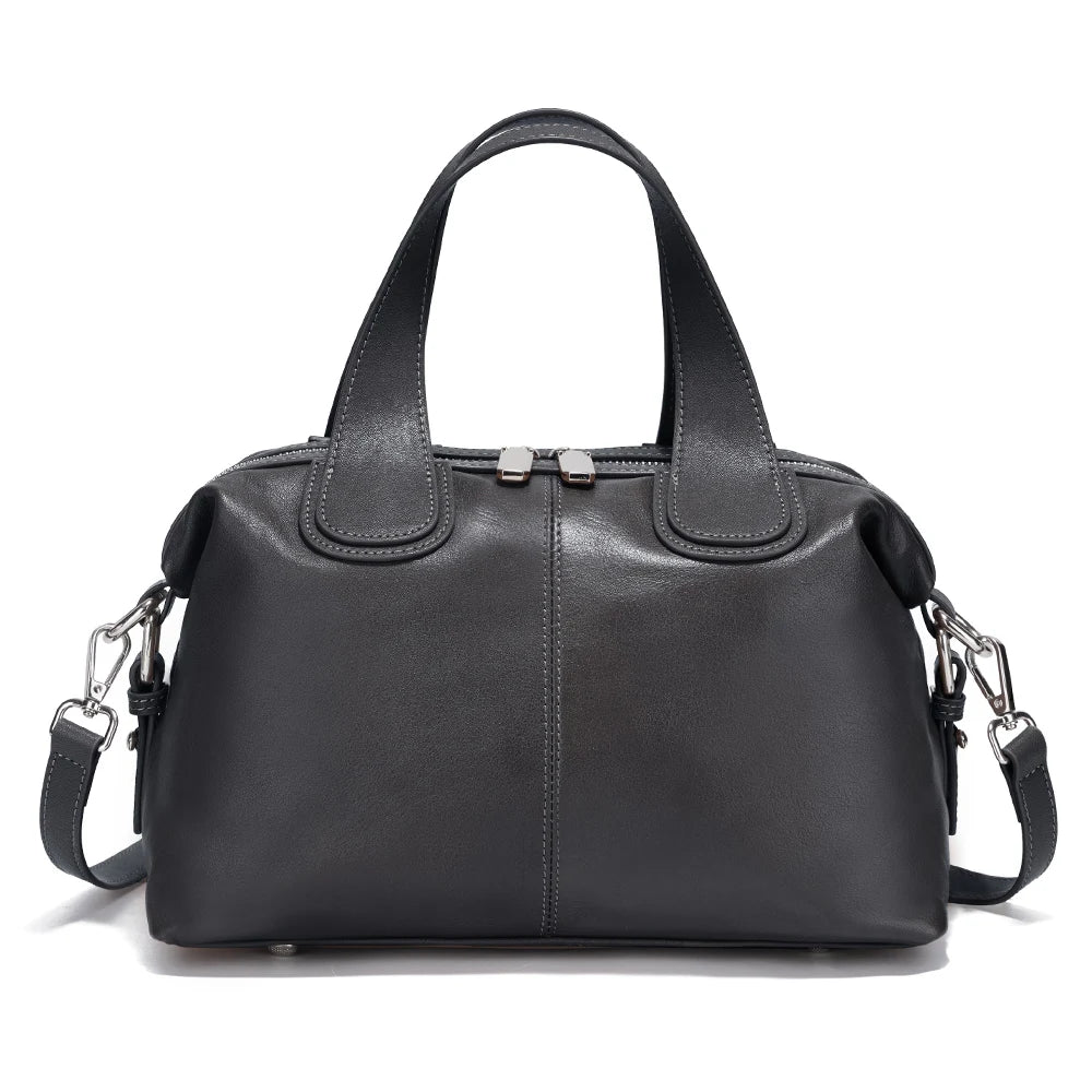 Genuine Leather Top-handle Bag For Women Stylish Boston Bag Shoulder Handbag Bolsa Crossbody