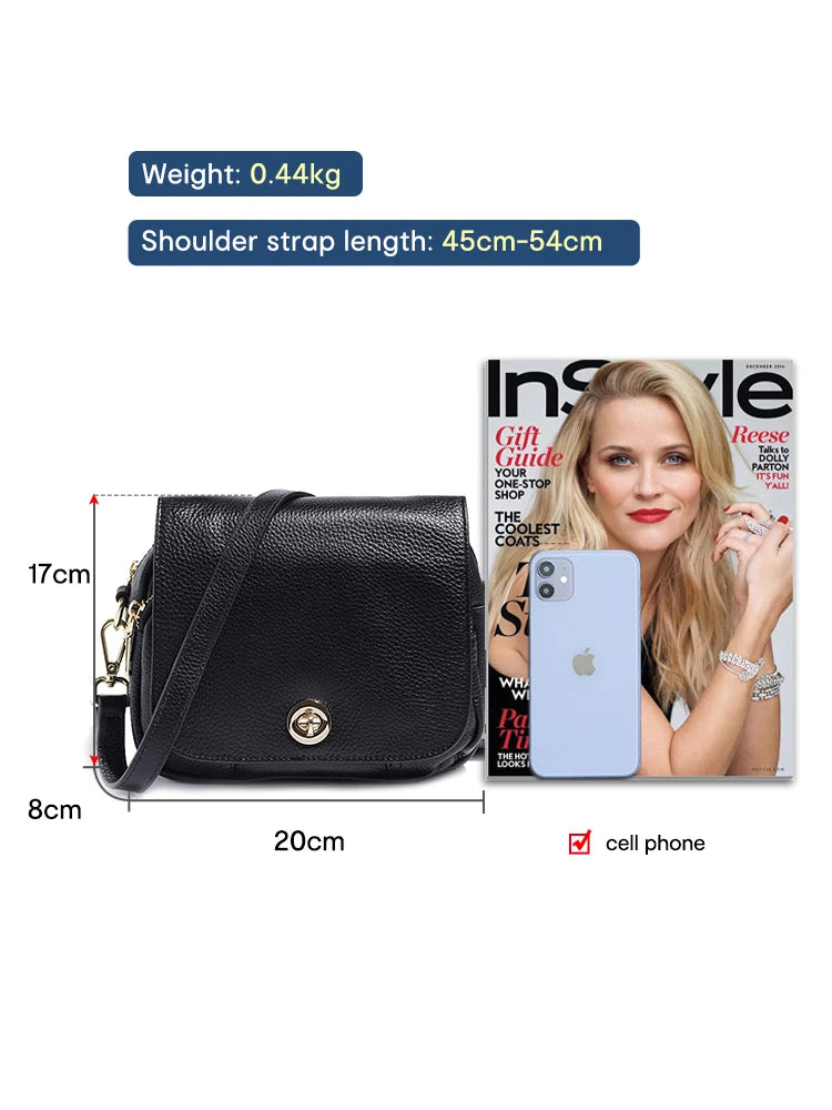Women Soft Leather Elegant Small Handbags Roomy Crossbody Bag High Quality Vintage Hardware