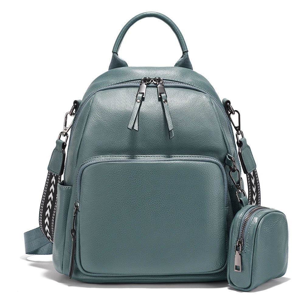 New Genuine Leather Women's Backpack Knapsack Multi-pocket Shoulder