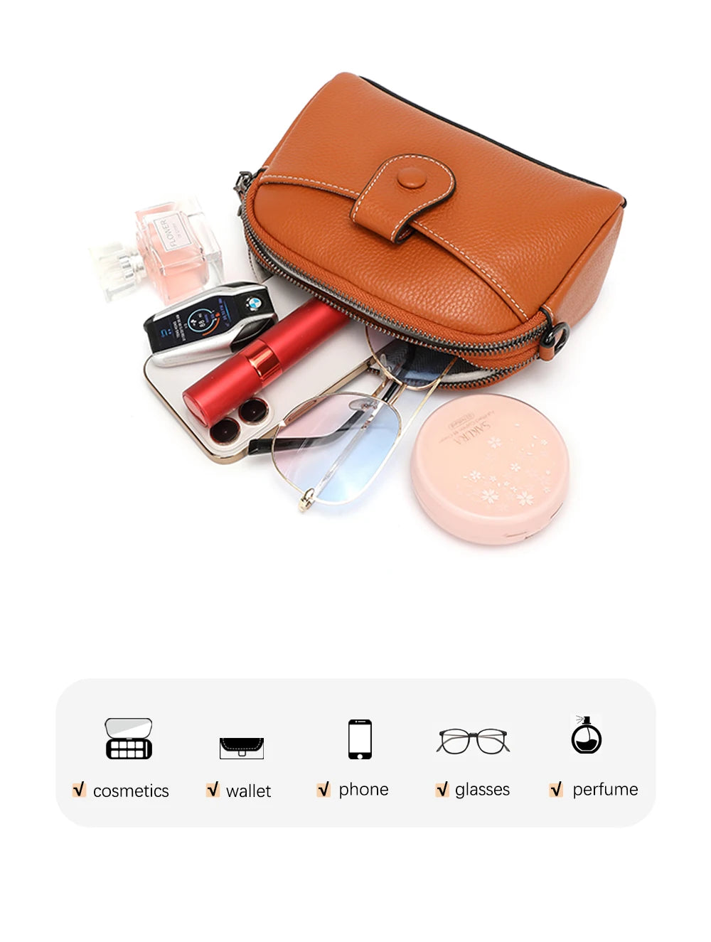 Women Casual Soft Leather Bag Mini Small Crossbody Female Shell Phone Shoulder Bags