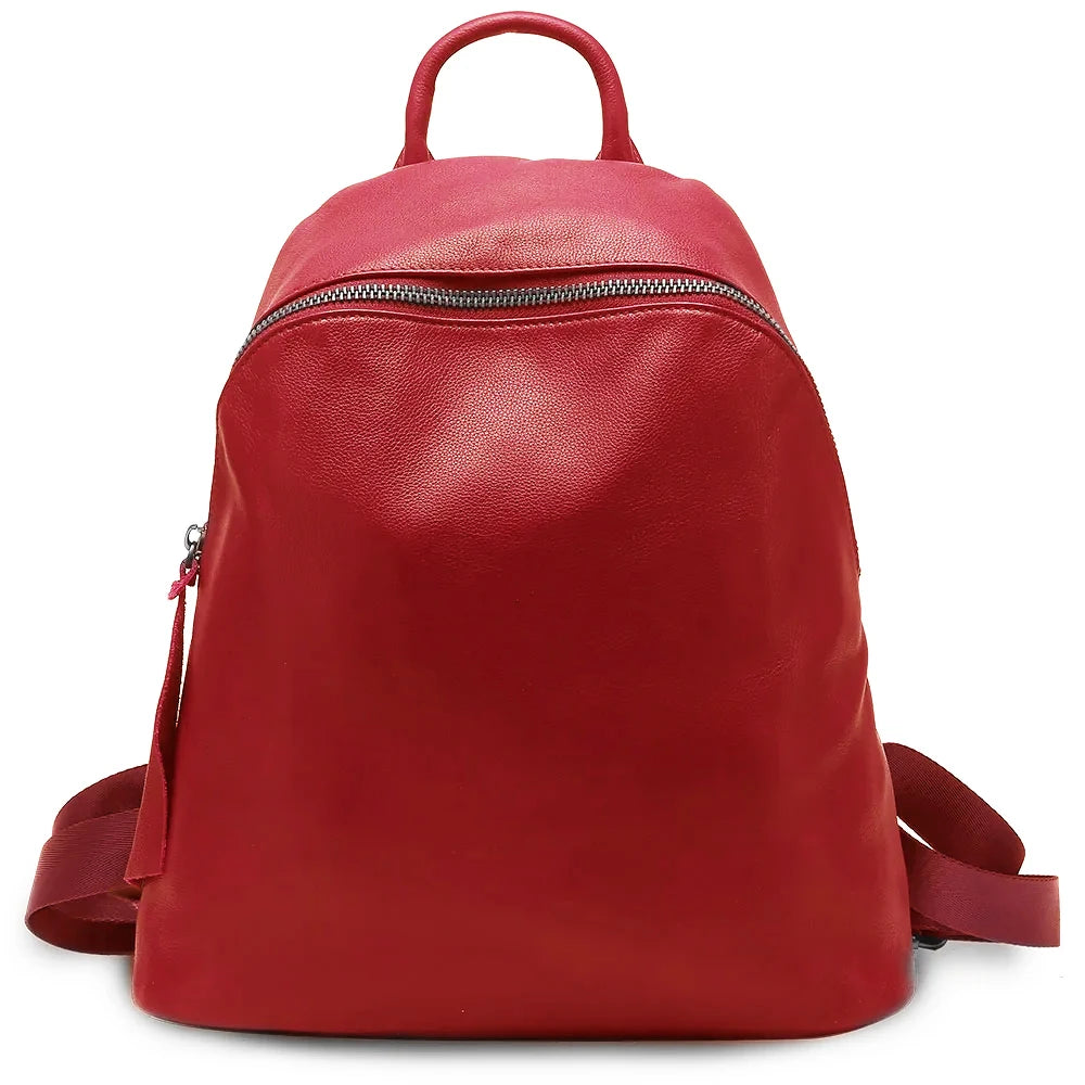 100% Genuine Leather Women Backpack Vintage Solid Large