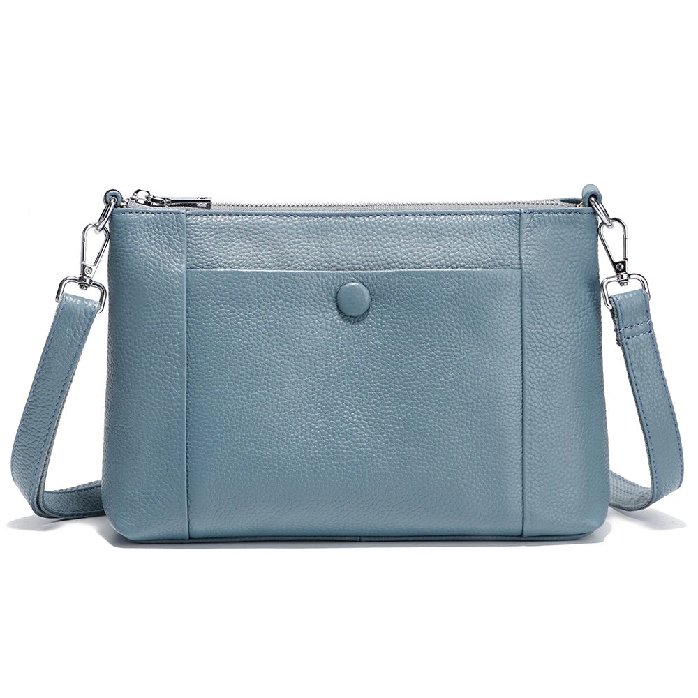 Minimalist Women Purse  Spring Shoulder Square Cross Over Bag 100% Genuine Leather