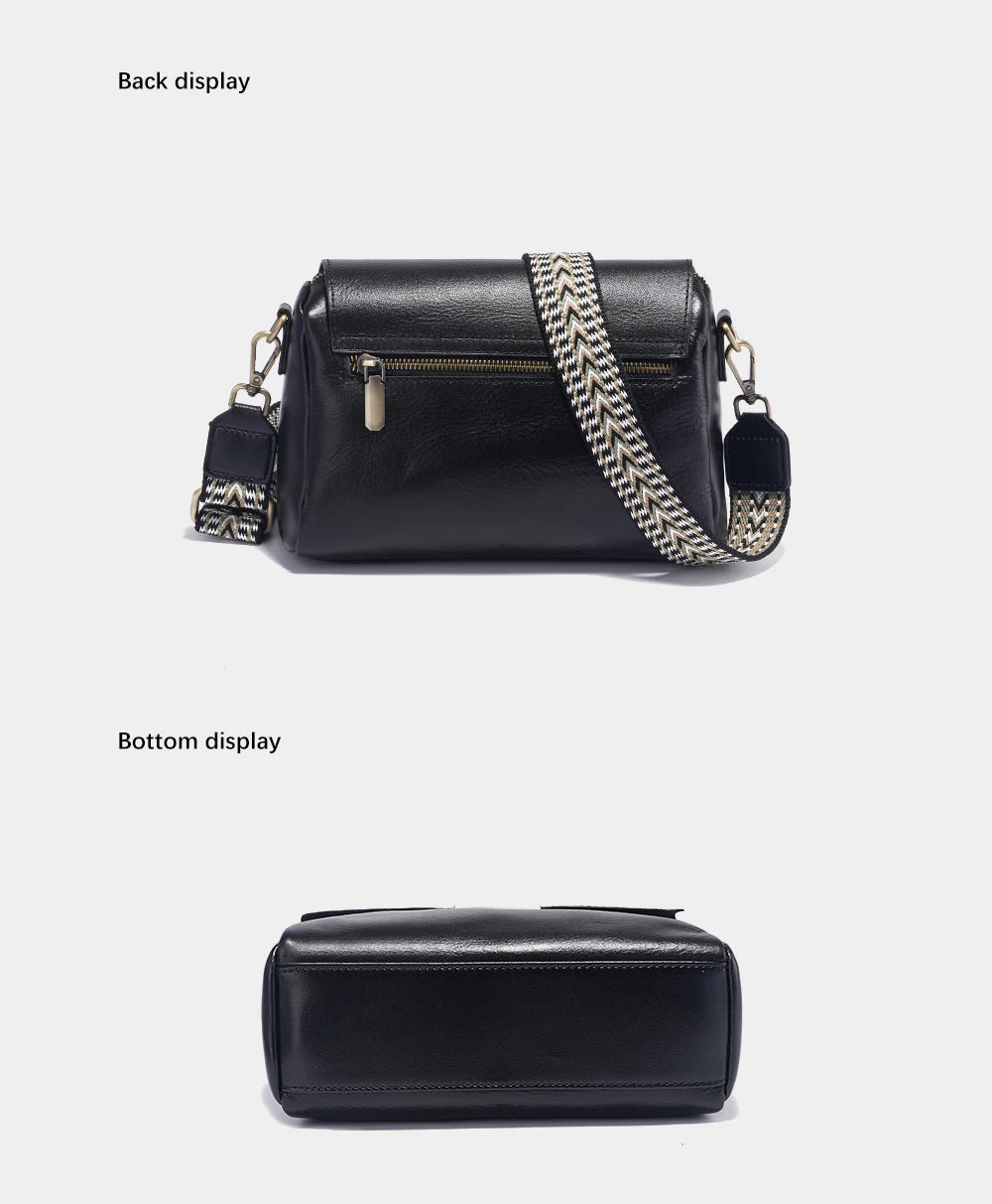 Vintage Genuine Leather Handbag for Women Large Capacity Crossbody Shoulder Bag Flap Purse